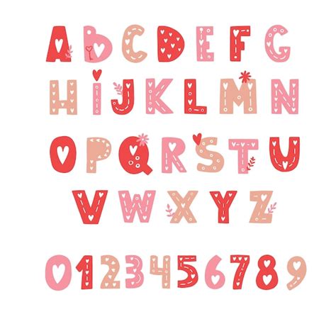 Premium Vector Love Vector Hand Drawn English Alphabet Romantic Pink