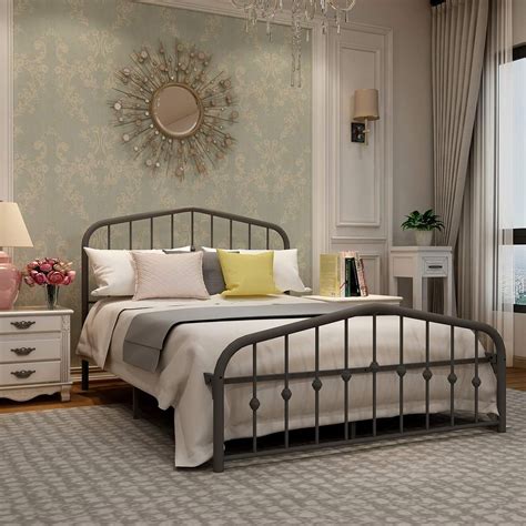 Create a focal point in your bedroom with a stunning bed frame with headboard. Metal Bed Frame Full Size Platform No Box Spring Needed ...