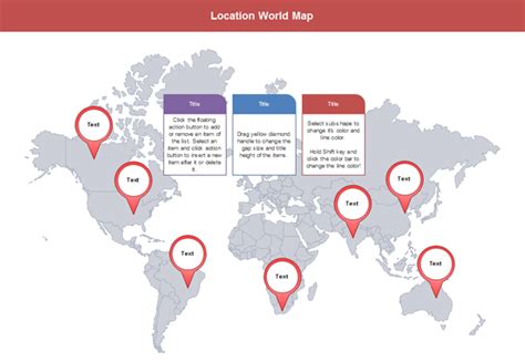 Customizable World Map Presentation Templates With Location Markers