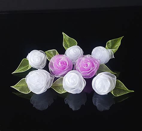 fleurs d organza de rosettes violettes rose applique de etsy france