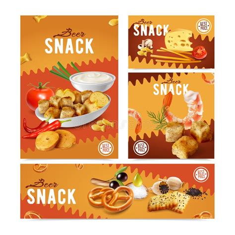 Realistic Snacks Banners Set Stock Vector Illustration Of Food