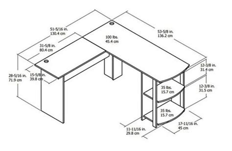 L Shaped Desk Dimensions With Drawings