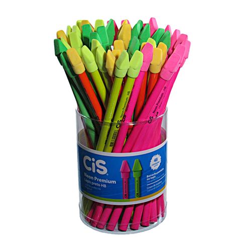 Lápis Decorado Neon Premium Com Borracha 48 Unidades Cis