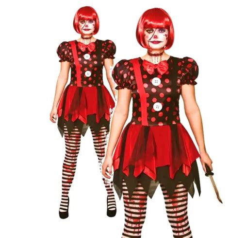 womens horror clown halloween zombie circus adult ladies fancy dress costume 44 48 picclick