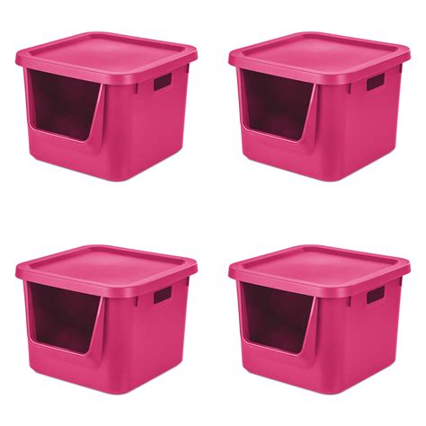 Your Zone Square Stacking Bin Fuchsia Burst Set Of 4