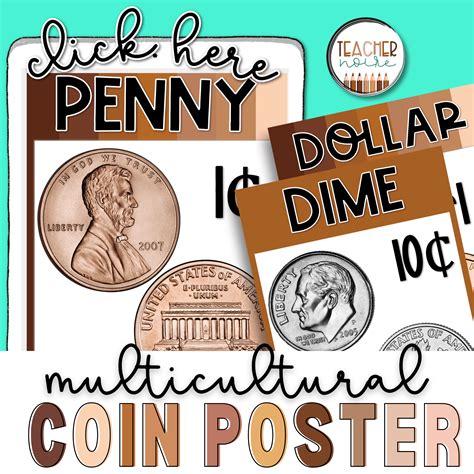 Us Coin Posters Coin Value Poster Teacher Noire