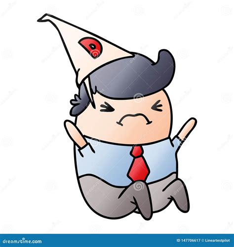 Gradient Cartoon Kawaii Man In Dunce Hat Stock Vector Illustration Of
