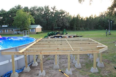 The above ground pool with this design need a lot of wood deck to connect your house with your pool. intex pool with deck | New Intex 26' Ultra Frame Owners ...
