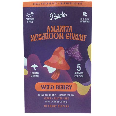 Purple Magic Amanita Mushroom Gummies Wild Berry