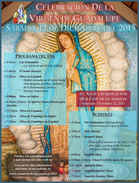 Our Lady Of Guadalupe Schedule 2015 St Annes Catholic Church And