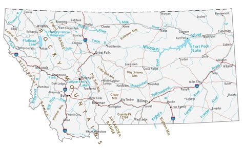 Click city for detailed statistics. Map of Montana - Cities and Roads - GIS Geography
