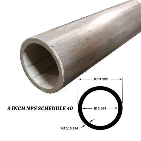 304 Stainless Steel Pipe 3 Inch Nps 12 Inches Long Schedule 40s 35