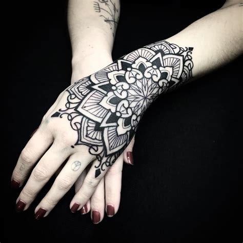 Mandala hand tattoos - Maching tattoos - Waist tattoos - Hand tattoos - Wrist tattoos - Left h ...