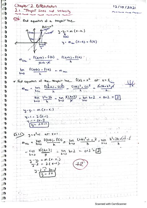 SOLUTION: Calculus 2 1 tangent lines and velocity class notes - Studypool