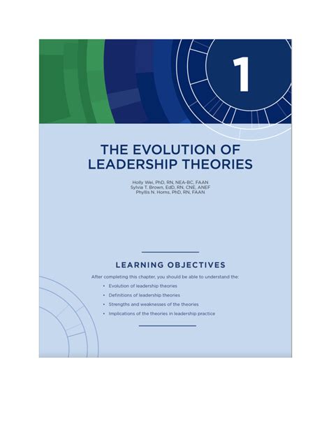 Pdf Chapter 1 The Evolution Of Leadership Theories