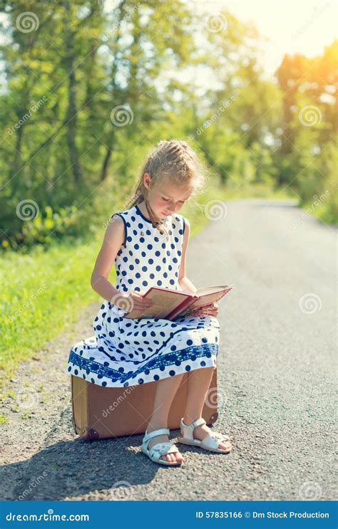 Little Girl Reading Book Stock Photo Image Of Dress 57835166