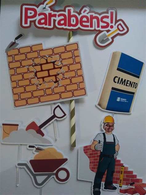 Topo De Bolo Construção Para Imprimir