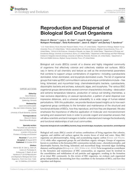 Reproduction And Dispersal Of Biological Soil Crust Organisms Docslib