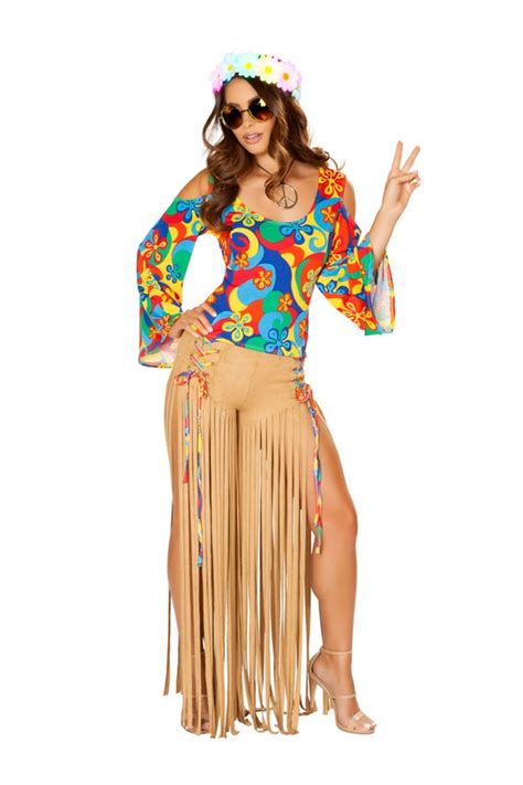 Morph Costumes Short Hippie Costume 70s Fancy Dress Women Flower Power
