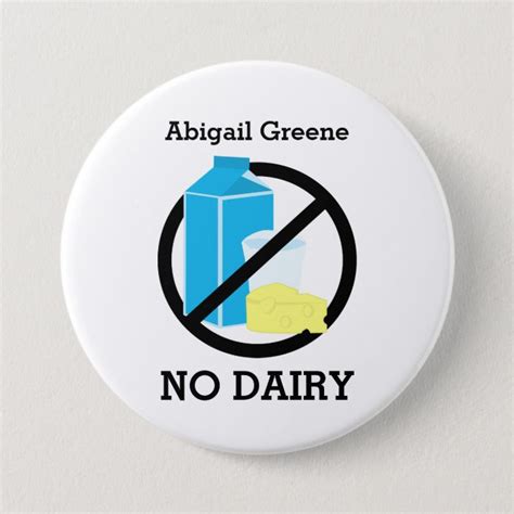 Black No Dairy Allergy Alert Kids Personalised 75 Cm Round Badge