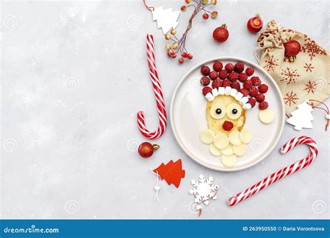 Christmas Santa Claus Face Pancake With Raspberry For Kids Baby