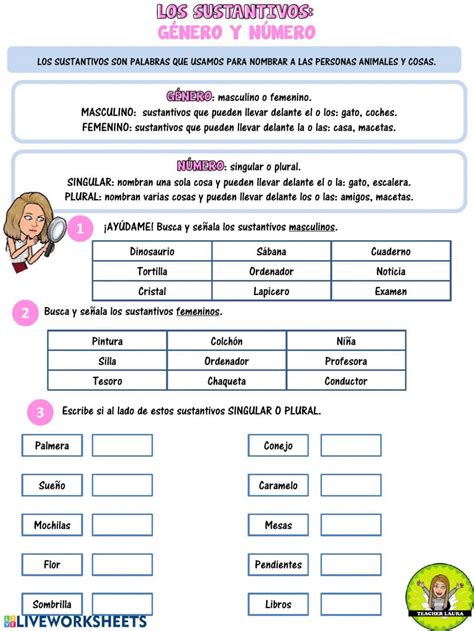 Género Y Número De Los Sustantivos Ficha Interactiva Y Descargable