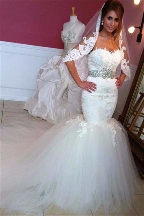 Wedding is a rare event of your life that needs your utmost attention to celebrate it. Mermaid Sweetheart Chapel Train Lace Tulle Puffy Wedding Dress