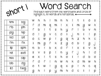 Short Vowel Word Search By Unleashing Knowledge TpT