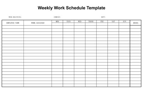 Weekly Work Schedule Template For Multiple Employees Monitoring