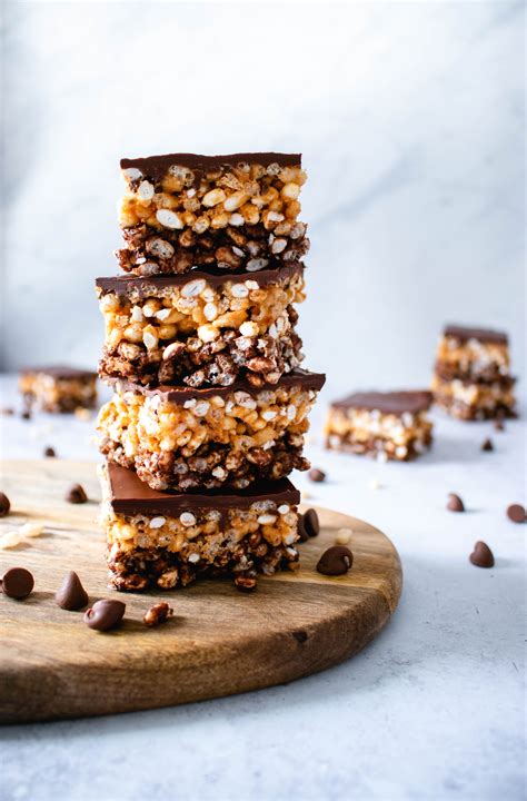 Healthier Chocolate Peanut Butter Rice Krispie Treats The Delicious Plate