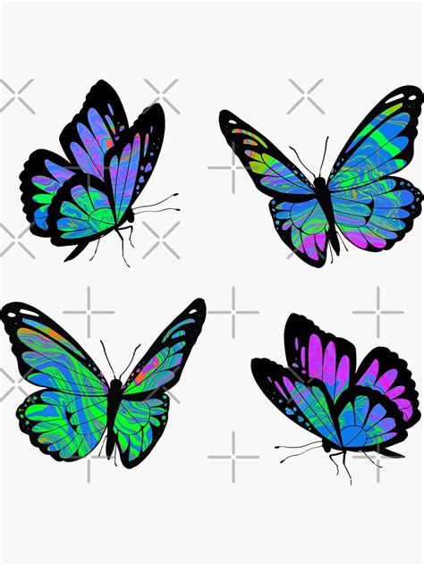 Psychedelic Butterflies Sticker For Sale By Acatalepsys Redbubble