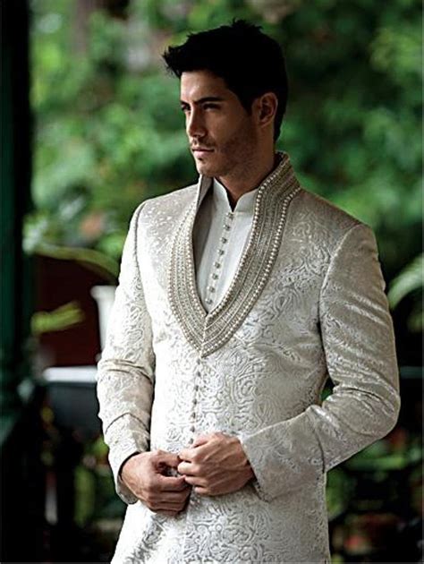 Men S Suit Bridal Wear Jacquard Silk Hand Work Sherwani Etsy Indian Men Fashion Mens