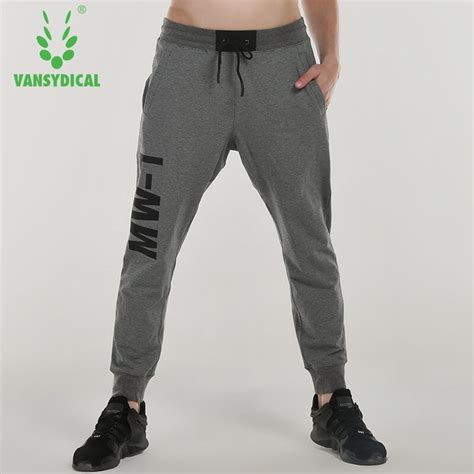 vansydical mens running pants cotton jogging tights breathable fitness workout basketball pants
