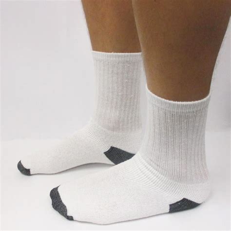 12 Pairs Mens Sports Crew Socks Cotton Calf Cushioned Athletics White Size 10 13 Ebay