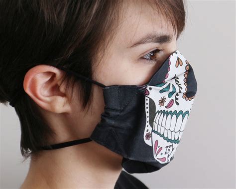 Face Mask With Skull Washable Skull Sugar Skull Mouth Nose Etsy