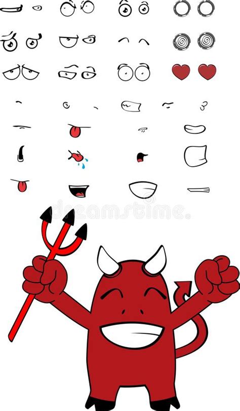 Angry Red Demon Kid Cartoon Halloween Copy Space Stock Vector