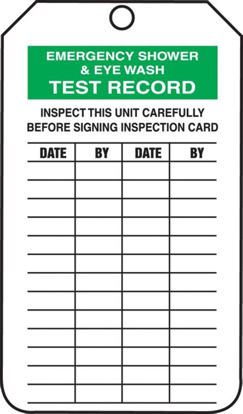 Standard for eye wash facilities. Emergency Shower & Eye Wash Test Record Mini Record Safety ...