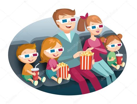 As the name suggests, these are films that parents can readily enjoy with younger kids. Family watching movie — Stock Vector © olga1818 #110337542