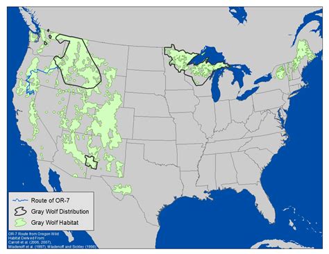 Map: U.S. Gray Wolf Distribution and Habitat