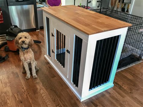 Custom Wooden Dog Crate With Oak Top Etsy