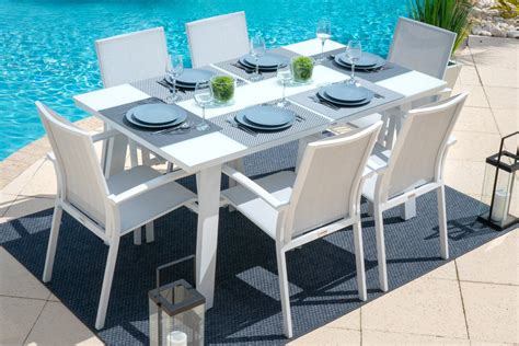 Juno 7 Piece Outdoor Dining Table Set In White