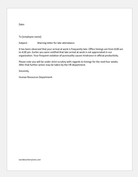 Office memorandum on punctuality it is of utmost importance that punctuality in office attendance is always obs. Warning Letters for not Showing Up and Irregular ...
