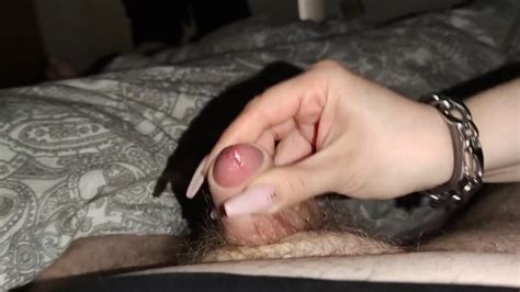 i gave his small cock a helping hand handjob with my long nails huge cumshot xxx mobile