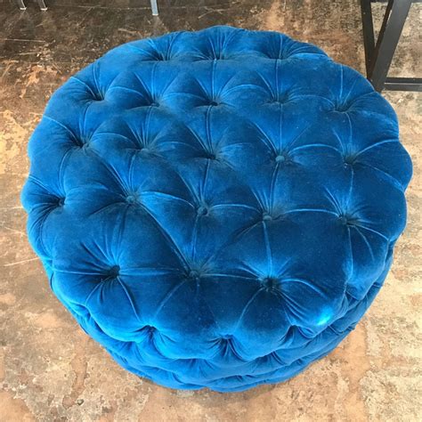 Shop our vast selection of products and best online deals. Blue Tufted Velvet Round Ottoman, Custom For Sale at 1stdibs