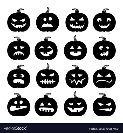Pumpkins Icons Halloween Pumpkin Royalty Free Vector Image