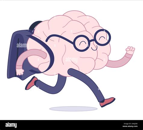 Back To School Flat Cartoon Vector Illustration A Brain Wearing