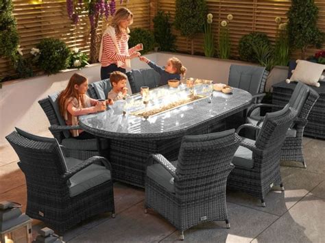 Nova Outdoor Living Olivia 8 Seat Dining Set With Fire Pit 2m X 12m