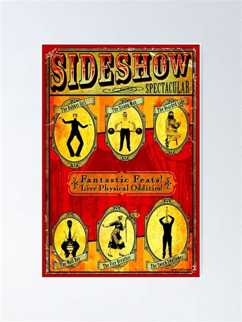 SIDESHOW SPECTACULAR Vintage Circus Advertising Print Poster For