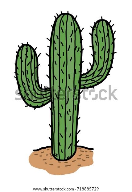 Cactus Desert Cartoon Vector Illustration Hand เวกเตอร์สต็อก ปลอดค่า