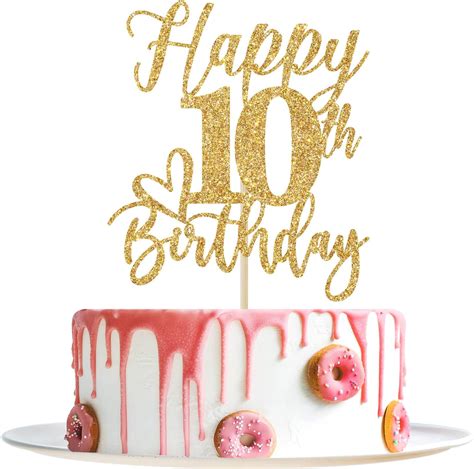 happy 10th birthday cake topper 10th birthday decorations double digits hello 10